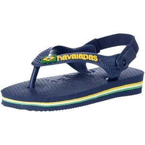NEW Havaianas Kids Baby Brazil Logo Navy Blue Sling Back Flip Flop Sandal